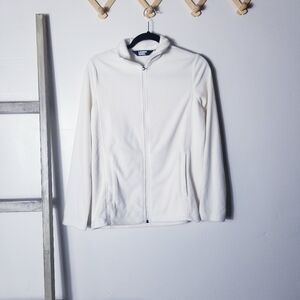 LANDS' END WHITE FLEECE JACKET SIZE SMALL